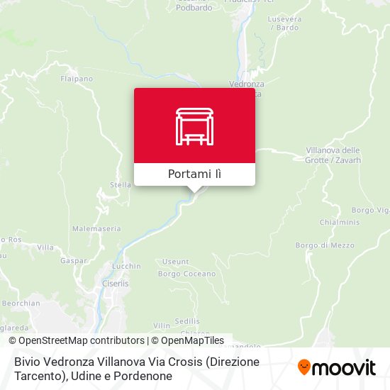 Mappa Bivio Vedronza Villanova Via Crosis (Direzione Tarcento)