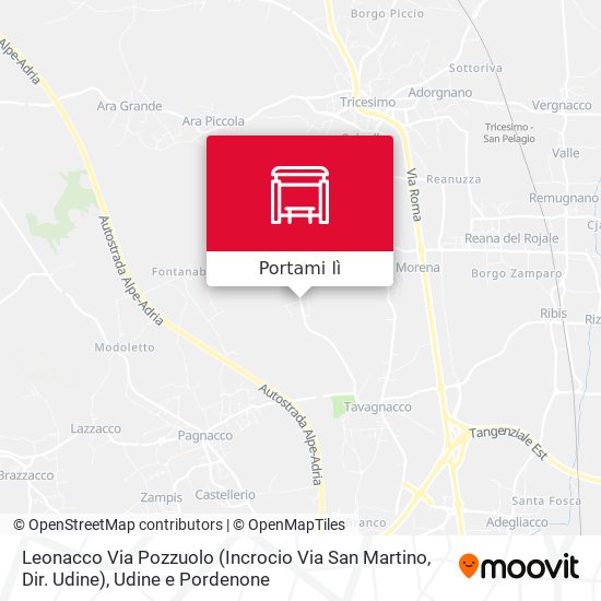 Mappa Leonacco Via Pozzuolo (Incrocio Via San Martino, Dir. Udine)