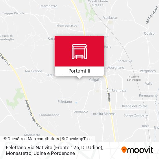 Mappa Felettano Via Natività (Fronte 126, Dir.Udine), Monastetto