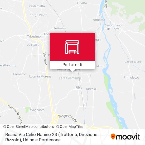 Mappa Reana Via Celio Nanino 23 (Trattoria, Direzione Rizzolo)