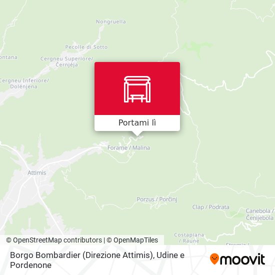 Mappa Borgo Bombardier (Direzione Attimis)