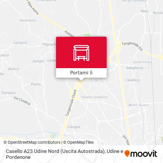 Mappa Casello A23 Udine Nord (Uscita Autostrada)