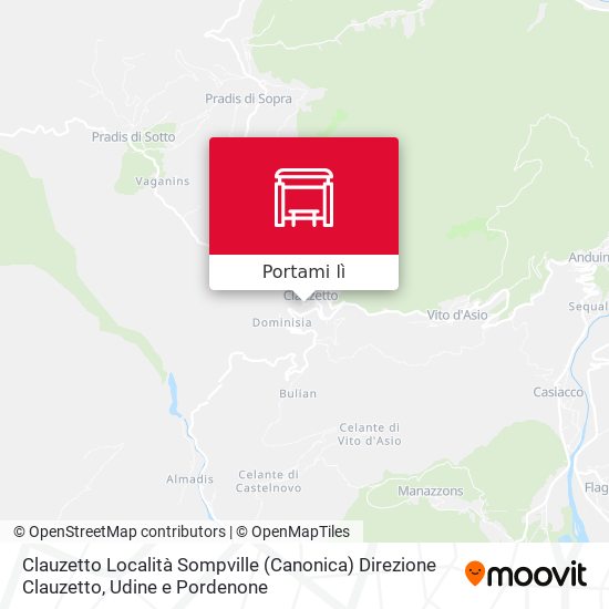 Mappa Clauzetto Località Sompville (Canonica) Direzione Clauzetto