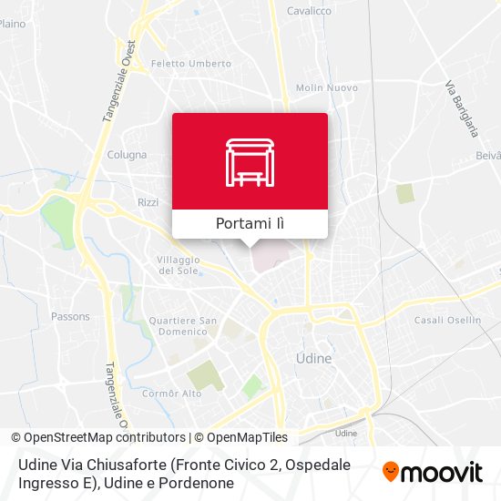 Mappa Udine Via Chiusaforte (Fronte Civico 2, Ospedale Ingresso E)