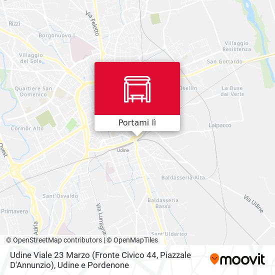 Mappa Udine Viale 23 Marzo (Fronte Civico 44, Piazzale D'Annunzio)