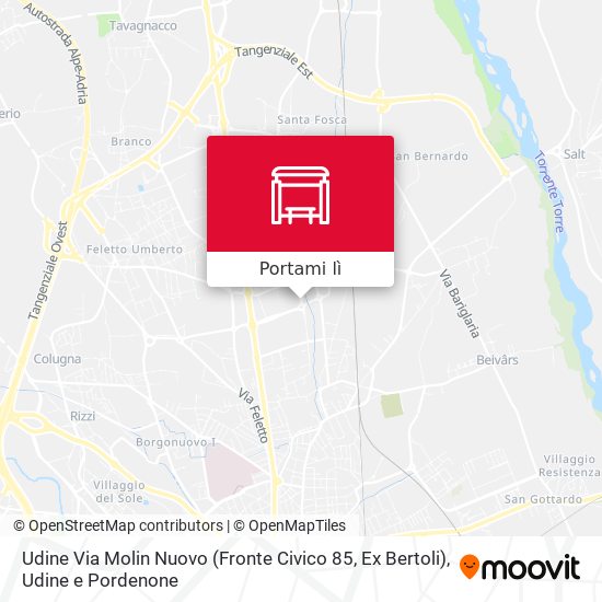 Mappa Udine Via Molin Nuovo (Fronte Civico 85, Ex Bertoli)
