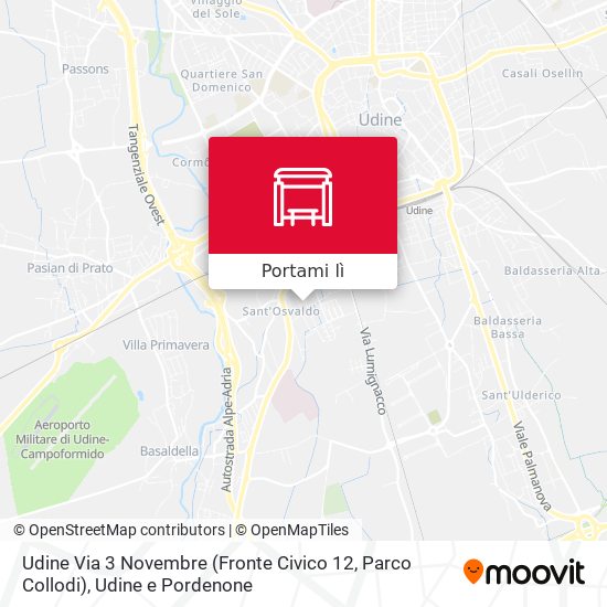 Mappa Udine Via 3 Novembre (Fronte Civico 12, Parco Collodi)