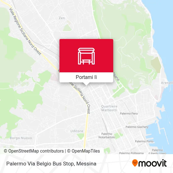 Mappa Palermo Via Belgio Bus Stop