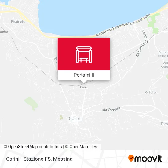 Mappa Carini - Stazione FS