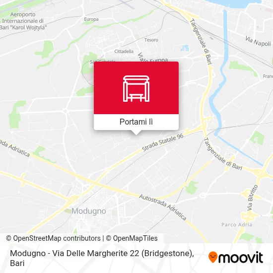 Mappa Modugno - Via Delle Margherite 22 (Bridgestone)