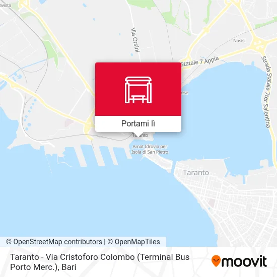 Mappa Taranto - Via Cristoforo Colombo (Terminal Bus Porto Merc.)