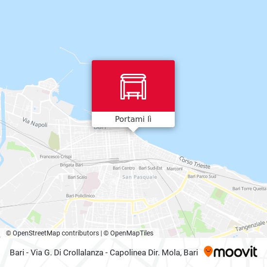 Mappa Bari - Via G. Di Crollalanza -  Capolinea Dir. Mola