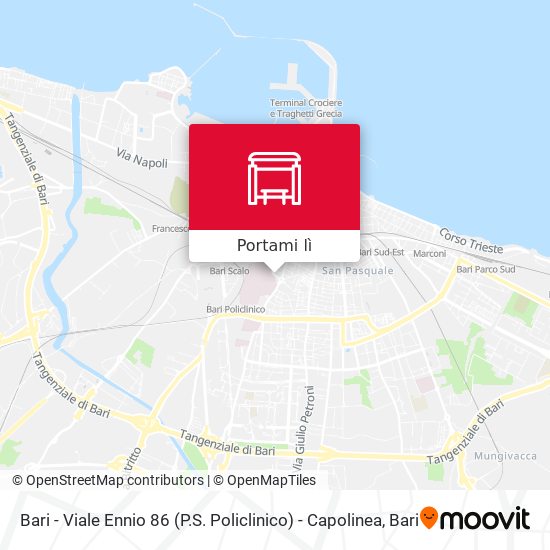 Mappa Bari - Viale Ennio 86 (P.S. Policlinico) - Capolinea