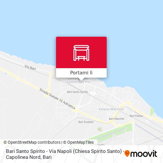 Mappa Bari Santo Spirito - Via Napoli (Chiesa Spirito Santo) - Capolinea Nord