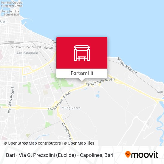 Mappa Bari - Via G. Prezzolini (Euclide) - Capolinea