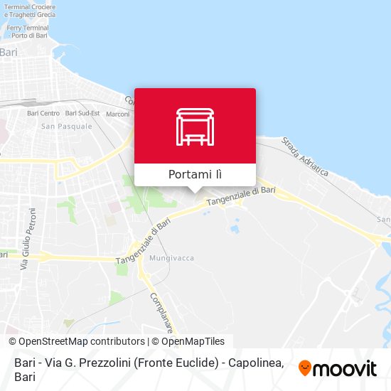 Mappa Bari - Via G. Prezzolini (Fronte Euclide) - Capolinea
