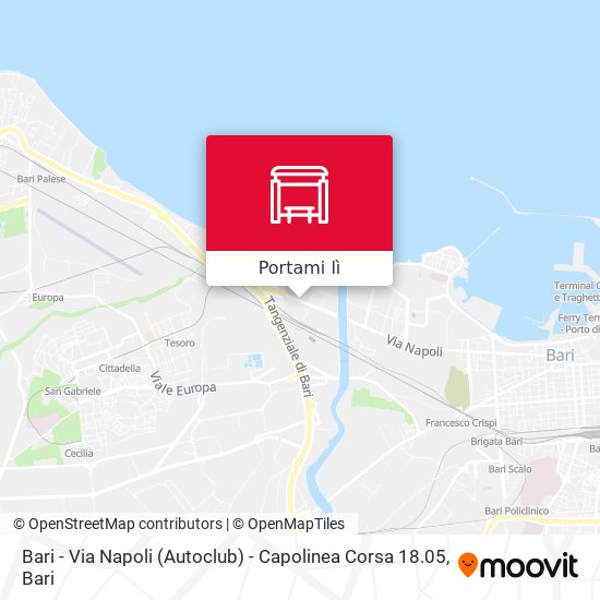 Mappa Bari - Via Napoli (Autoclub) - Capolinea Corsa 18.05