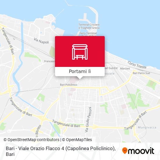 Mappa Bari - Viale Orazio Flacco 4 (Capolinea Policlinico)