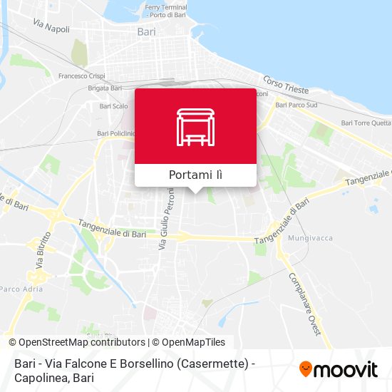 Mappa Bari - Via Falcone E Borsellino (Casermette) - Capolinea