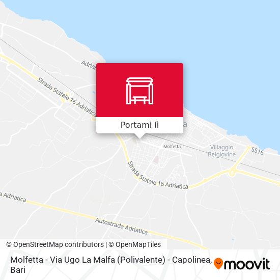 Mappa Molfetta - Via Ugo La Malfa (Polivalente) - Capolinea