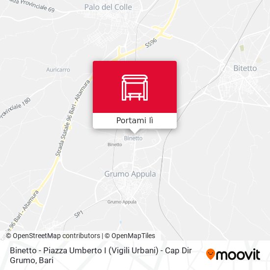 Mappa Binetto - Piazza Umberto I (Vigili Urbani) - Cap Dir Grumo