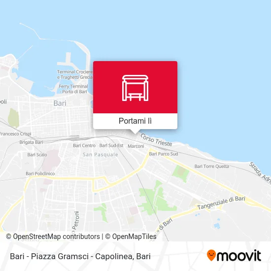Mappa Bari - Piazza Gramsci - Capolinea