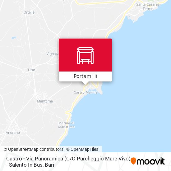 Mappa Castro - Via Panoramica (C / O Parcheggio Mare Vivo) - Salento In Bus