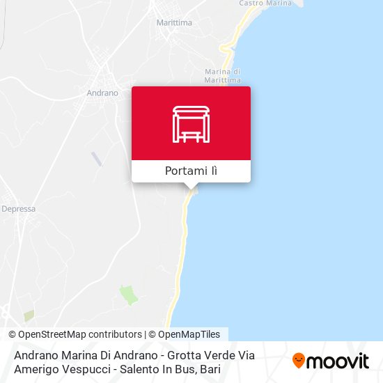 Mappa Andrano Marina Di Andrano - Grotta Verde Via Amerigo Vespucci - Salento In Bus