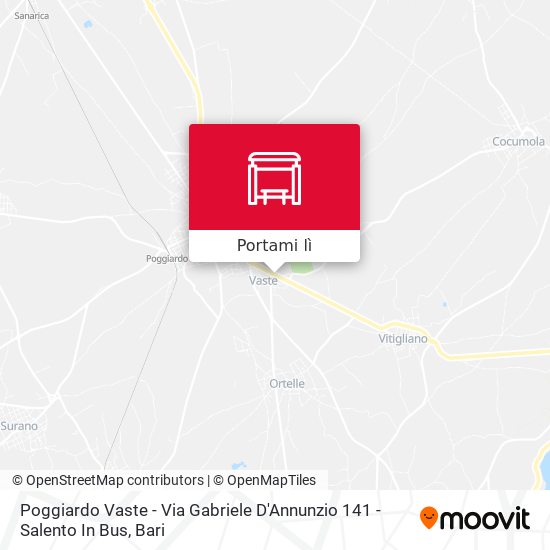 Mappa Poggiardo Vaste - Via Gabriele D'Annunzio 141  - Salento In Bus