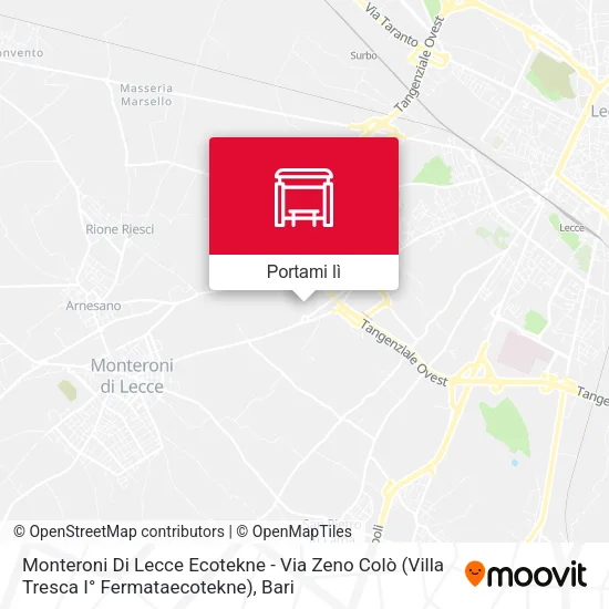 Mappa Monteroni Di Lecce Ecotekne - Via Zeno Colò (Villa Tresca I° Fermataecotekne)