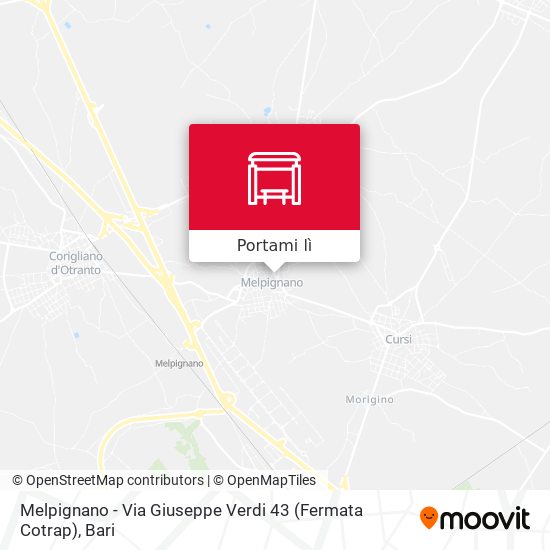 Mappa Melpignano - Via Giuseppe Verdi 43 (Fermata Cotrap)