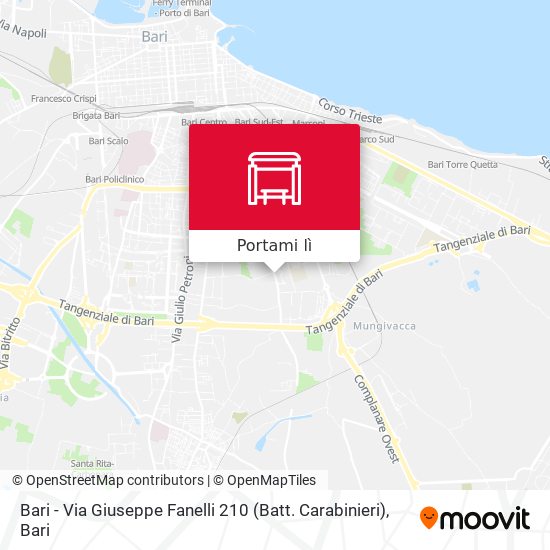 Mappa Bari - Via Giuseppe Fanelli 210 (Batt. Carabinieri)