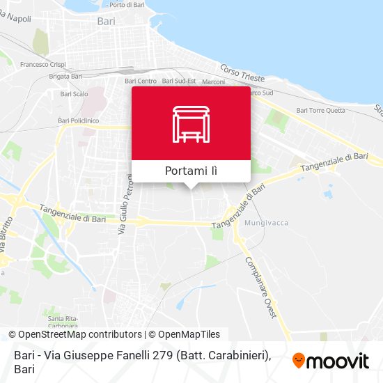 Mappa Bari - Via Giuseppe Fanelli 279 (Batt. Carabinieri)