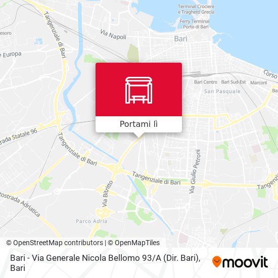Mappa Bari - Via Generale Nicola Bellomo 93 / A (Dir. Bari)