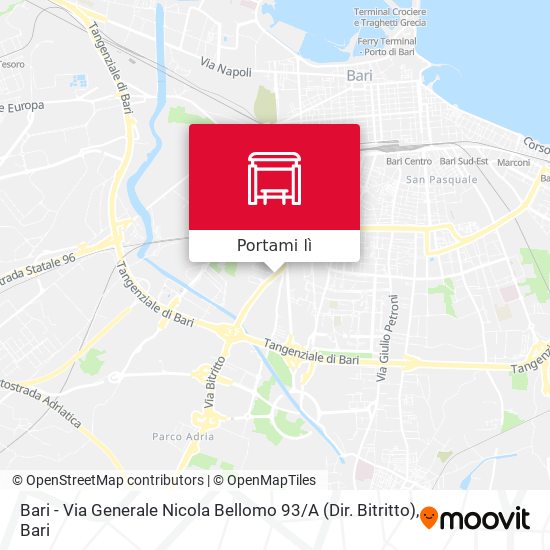 Mappa Bari - Via Generale Nicola Bellomo 93 / A (Dir. Bitritto)