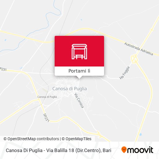 Mappa Canosa Di Puglia - Via Balilla 18 (Dir.Centro)