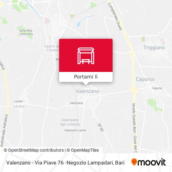 Mappa Valenzano - Via Piave 76 -Negozio Lampadari