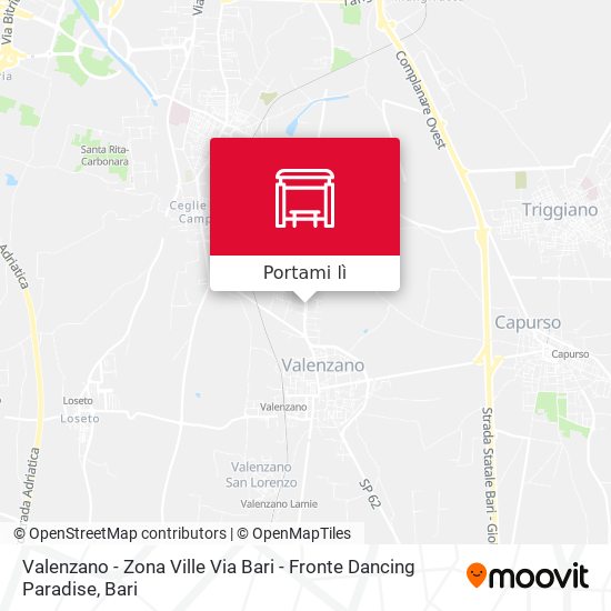 Mappa Valenzano - Zona Ville Via Bari - Fronte Dancing Paradise