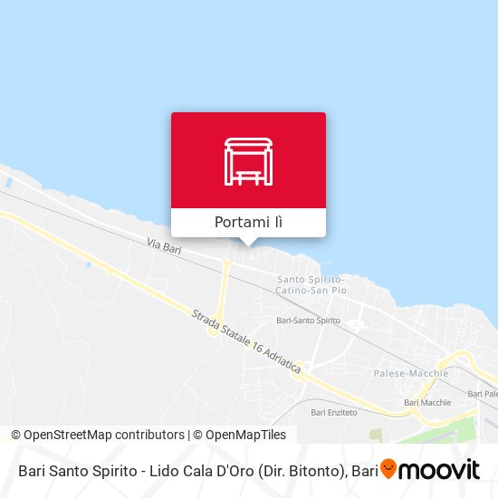 Mappa Bari Santo Spirito - Lido Cala D'Oro  (Dir. Bitonto)