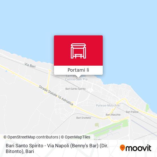 Mappa Bari Santo Spirito - Via Napoli (Benny's Bar) (Dir. Bitonto)