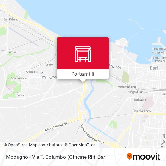 Mappa Modugno - Via T. Columbo (Officine Rfi)