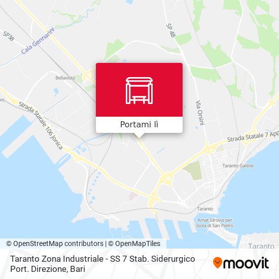 Mappa Taranto Zona Industriale - SS 7 Stab. Siderurgico Port. Direzione