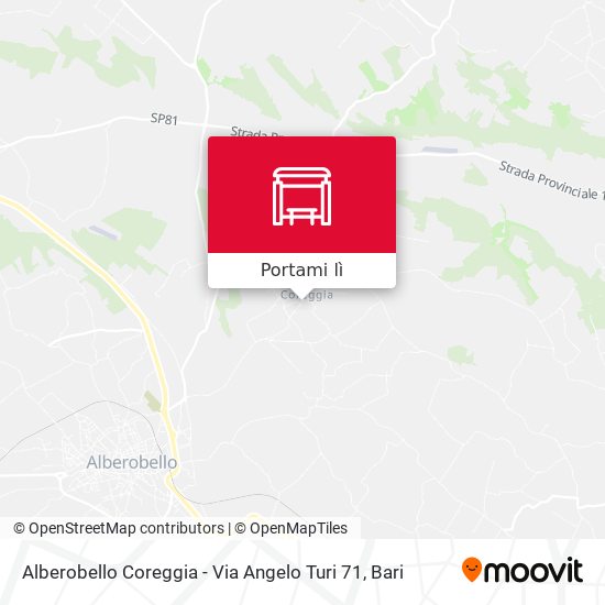 Mappa Alberobello Coreggia - Via Angelo Turi 71