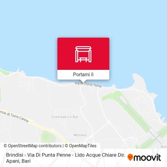 Mappa Brindisi - Via Di Punta Penne - Lido Acque Chiare Dir. Apani