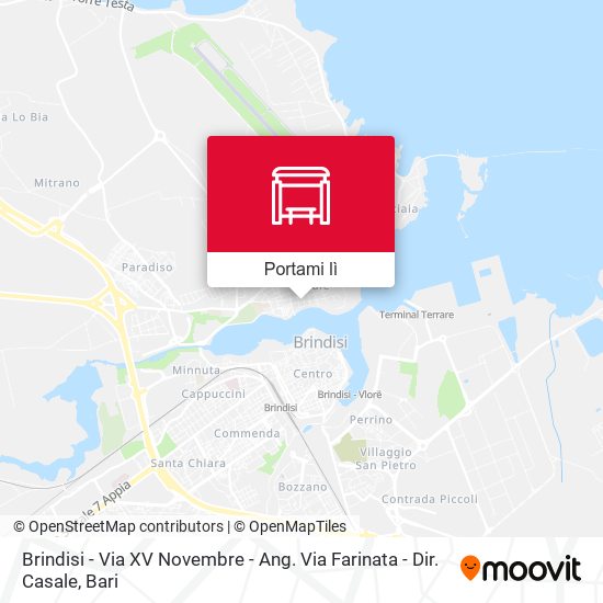 Mappa Brindisi - Via XV Novembre - Ang. Via Farinata - Dir. Casale