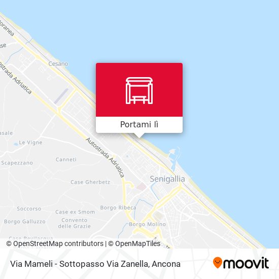 Mappa Via Mameli - Sottopasso Via Zanella