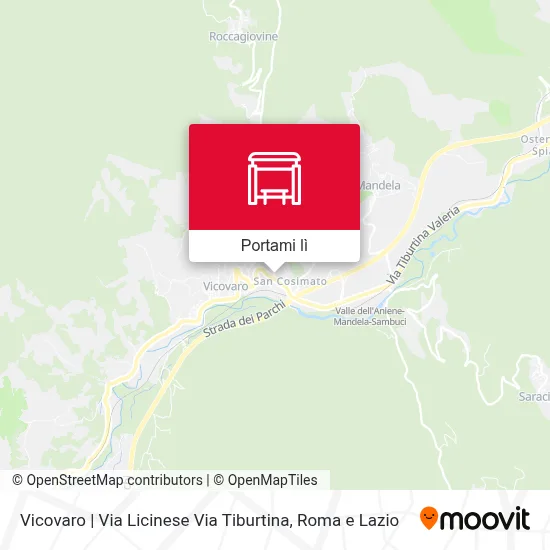 Mappa Vicovaro | Via Licinese Via Tiburtina