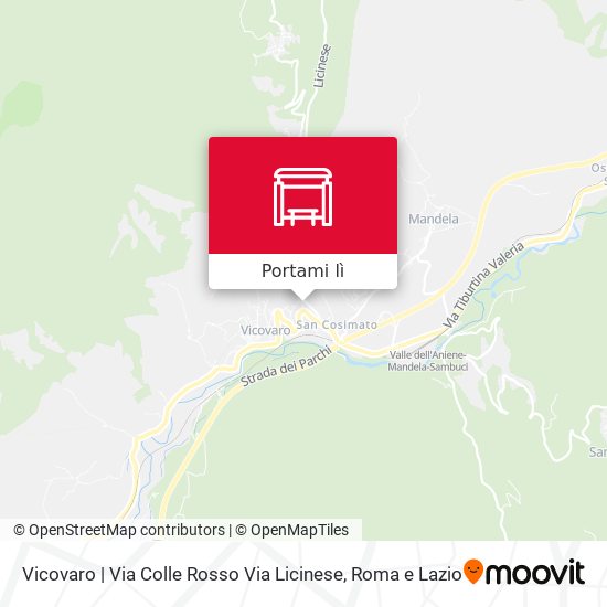 Mappa Vicovaro | Via Colle Rosso Via Licinese