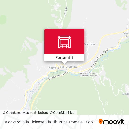 Mappa Vicovaro | Via Licinese Via Tiburtina