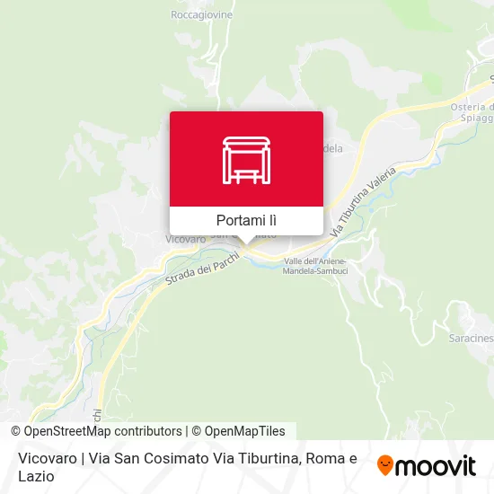 Mappa Vicovaro | Via San Cosimato Via Tiburtina
